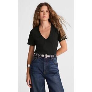 Madewell | NWT Perfect V Neck Tee Black Allday Jersey Soft Tee | Sz L